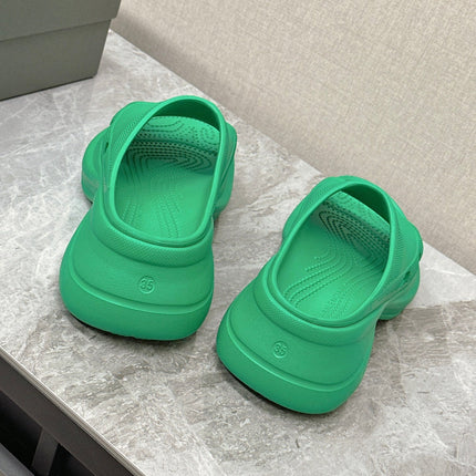 POOL CROCS SLIDE SANDAL IN GREEN RUBBER