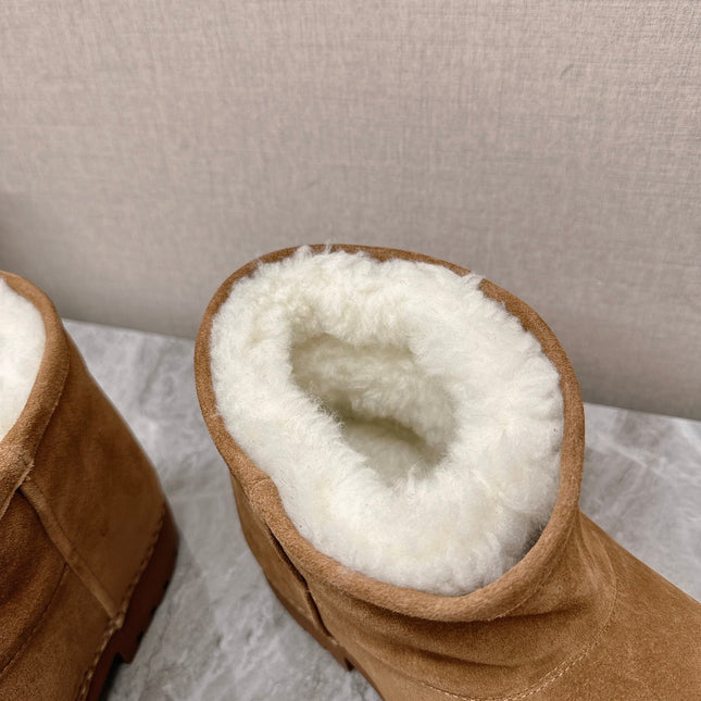 ALASKA BOOTIE IN CIDER BROWN SUEDE AND WOOL LINING