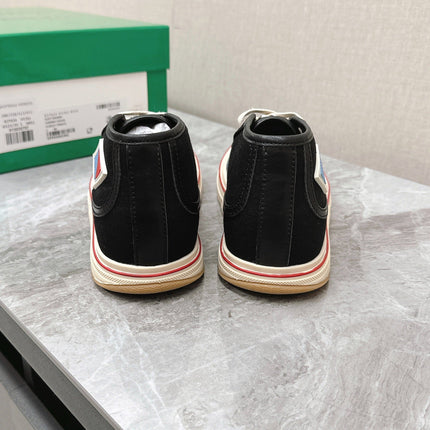 ELIOT SNEAKER IN BLACK MIX BLUE AND RED CANVAS AND CALFSKIN