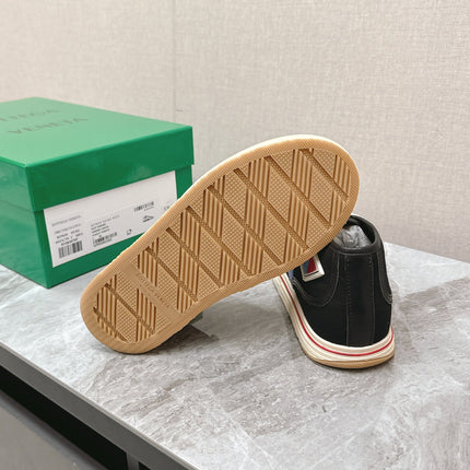 ELIOT SNEAKER IN BLACK MIX BLUE AND RED CANVAS AND CALFSKIN