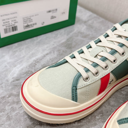 ELIOT SNEAKER IN GREEN PASTEL CANVAS AND CALFSKIN