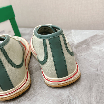 ELIOT SNEAKER IN GREEN PASTEL CANVAS AND CALFSKIN