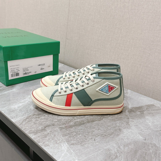 ELIOT SNEAKER IN GREEN PASTEL CANVAS AND CALFSKIN