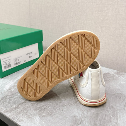 ELIOT SNEAKER IN WHITE MIX CHERRY RED CANVAS AND CALFSKIN