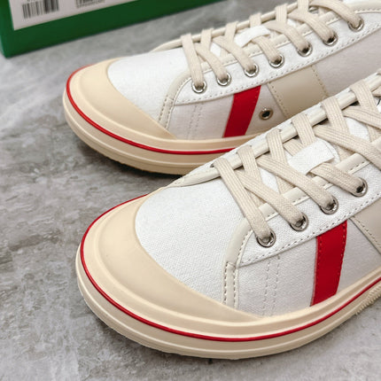 ELIOT SNEAKER IN WHITE MIX CHERRY RED CANVAS AND CALFSKIN