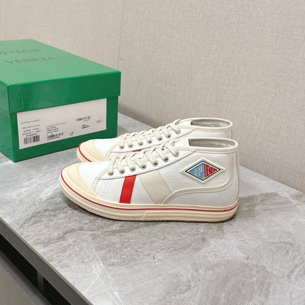 ELIOT SNEAKER IN WHITE MIX CHERRY RED CANVAS AND CALFSKIN