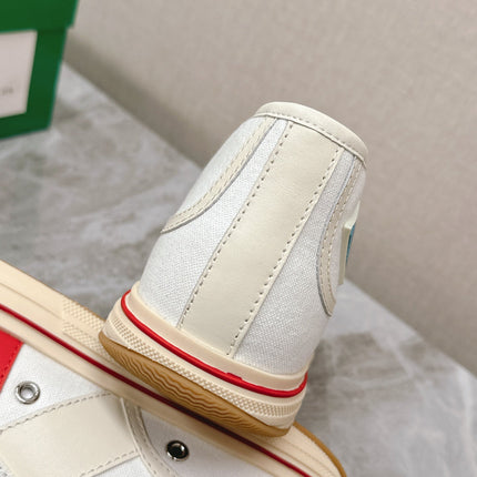 ELIOT SNEAKER IN WHITE MIX CHERRY RED CANVAS AND CALFSKIN
