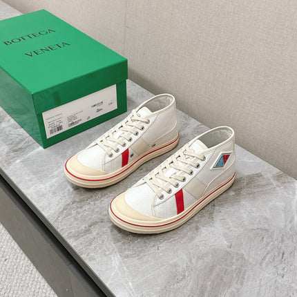 ELIOT SNEAKER IN WHITE MIX CHERRY RED CANVAS AND CALFSKIN