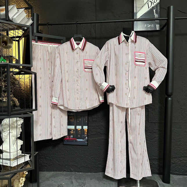 GUCCI LONG-SLEEVE SHIRT AND WIDE-LEG PANTS SET STYLE 6