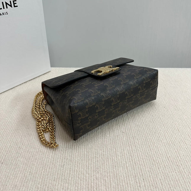 MEDIUM VICTOIRE BAG 25 IN BLACK TRIOMPHE CANVAS GOLD HARDWARE