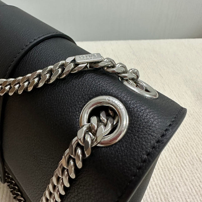 MEDIUM VICTOIRE BAG 25 IN BLACK SUPPLE CALFSKIN SILVER HARDWARE