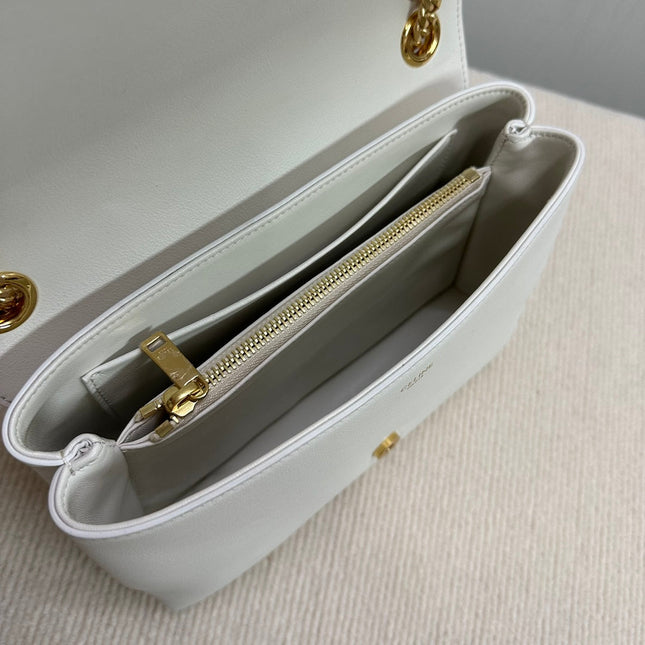MEDIUM VICTOIRE BAG 25 IN WHITE SUPPLE CALFSKIN GOLD HARDWARE