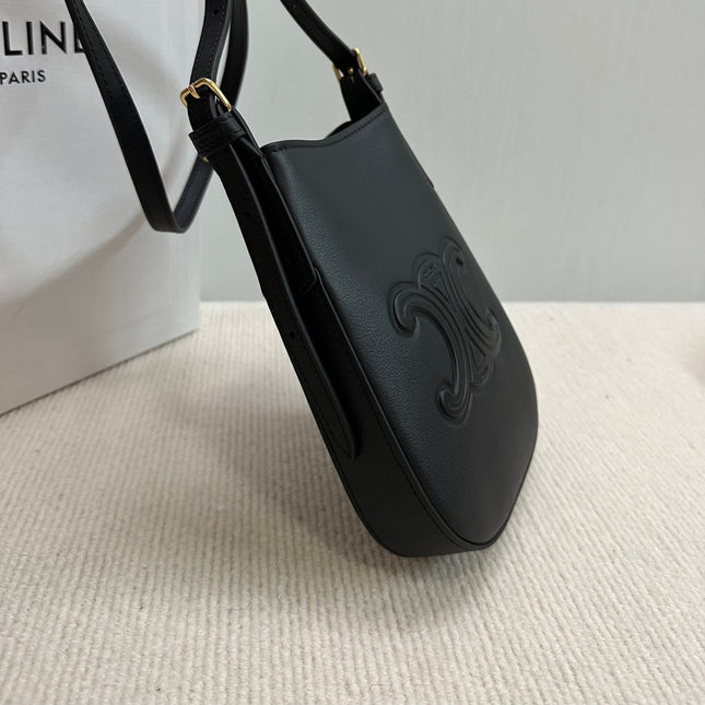 PHONE POUCH HELOISE 19 IN BLACK SUPPLE CALFSKIN