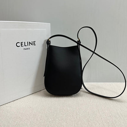 PHONE POUCH HELOISE 19 IN BLACK SUPPLE CALFSKIN