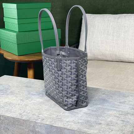 ANJOU MINI BAG 20 IN GREY GOYARDINE CANVAS AND CALFSKIN