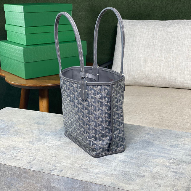 ANJOU MINI BAG 20 IN GREY GOYARDINE CANVAS AND CALFSKIN