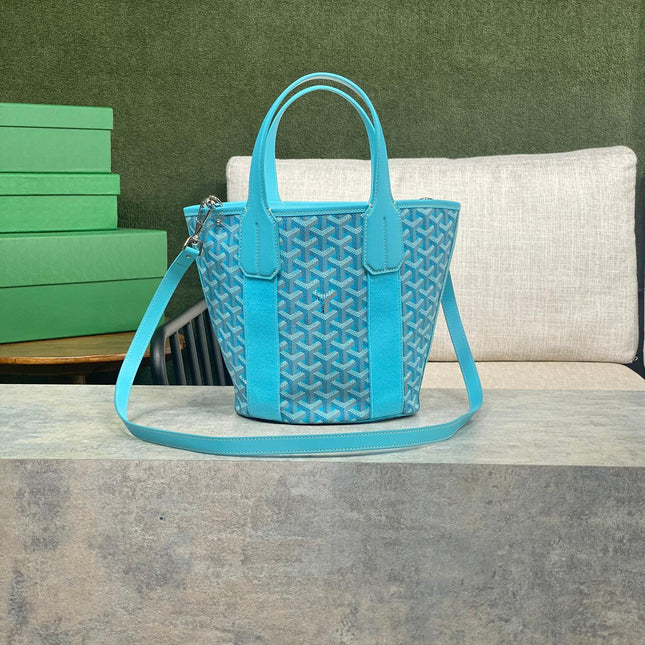 SMALL BELHARRA 24 IN BABY BLUE GOYARDINE CANVAS AND LAMBSKIN