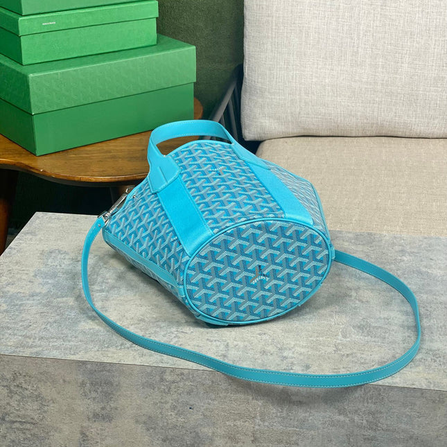 SMALL BELHARRA 24 IN BABY BLUE GOYARDINE CANVAS AND LAMBSKIN