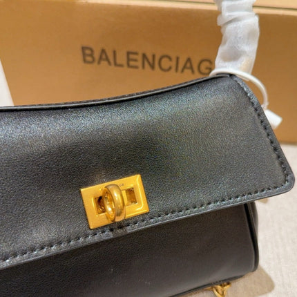 RODEO NANO BAG WITH CHAIN 17 IN BLACK SMOOTH CALFSKIN GOLD HARDWARE