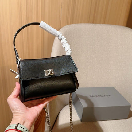 RODEO NANO BAG WITH CHAIN 17 IN BLACK SMOOTH CALFSKIN SILVER HARDWARE