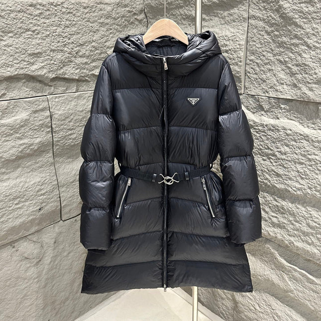 PRADA 25S LONG DOWN COAT WITH HOOD 225