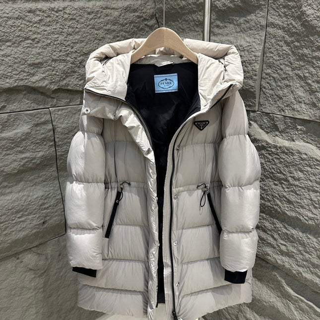 PRADA 25S LONG GOOSE DOWN COAT WITH HOOD 231