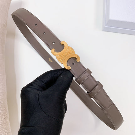 CL MEDIUM 25 MM TRIOMPHE BELT IN CHOCOLATE BROWN LEATHER GOLD HARDWARE