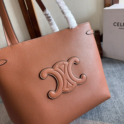 SMALL CABAS ANAÏS CUIR TRIOMPHE 28 IN BRONZE ORANGE GRAINED CALFSKIN