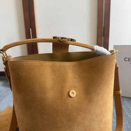 MINI BUCKET LOUISE 25 CARAMEL BROWN IN NUBUCK