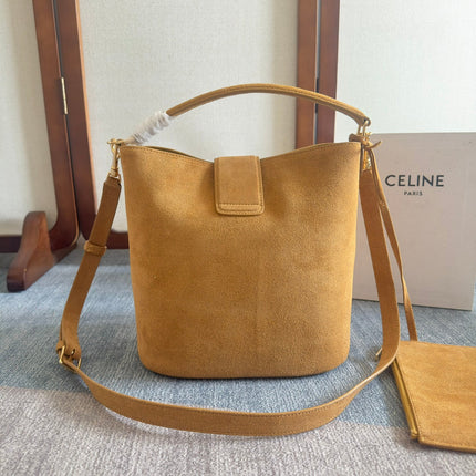 MINI BUCKET LOUISE 25 CARAMEL BROWN IN NUBUCK