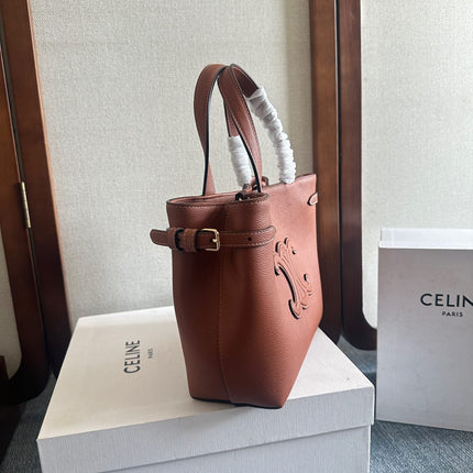 MINI CABAS ANAÏS CUIR TRIOMPHE 20 IN BRONZE ORANGE GRAINED CALFSKIN