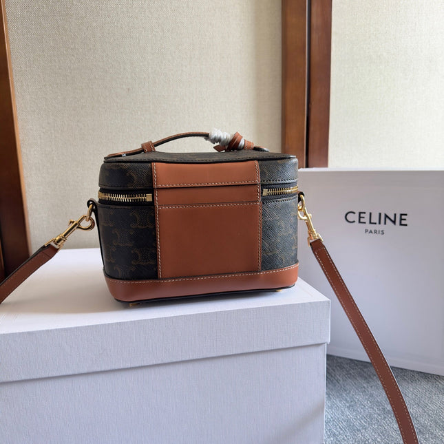 VANITY 18 IN BLACK TRIOMPHE CANVAS AND BROWN CALFSKIN GOLD HARDWARE