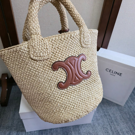 CELINE BAG TRIOMPHE 23 IN LIGHT BEIGE RAFFIA