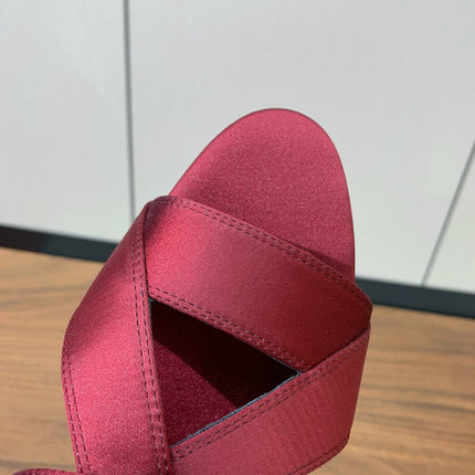 SANDALS IN RUBY RED SATIN