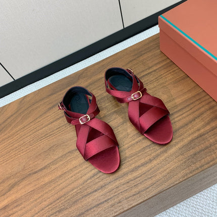 SANDALS IN RUBY RED SATIN