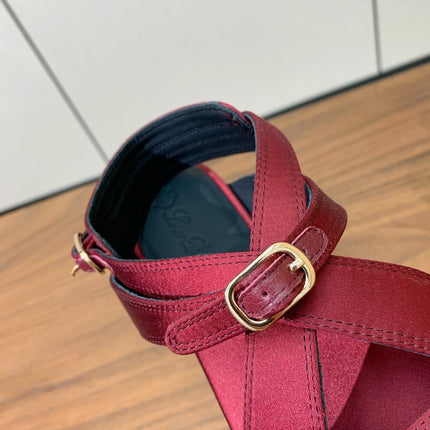 SANDALS IN RUBY RED SATIN