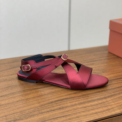 SANDALS IN RUBY RED SATIN