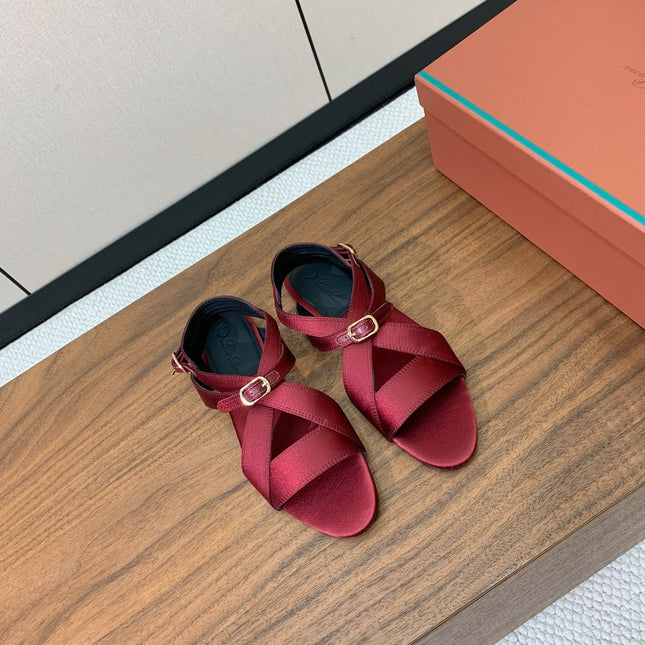 SANDALS IN RUBY RED SATIN
