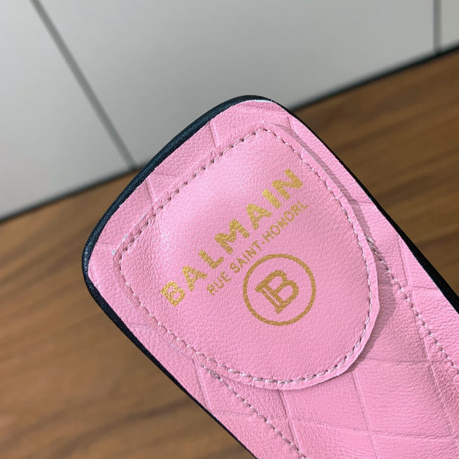 BALMAIN 25S FLAT EDEN SLINGBACKS IN BLACK CALFSKIN