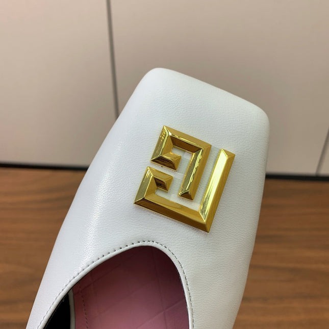 BALMAIN 25S FLAT EDEN SLINGBACKS IN WHITE CALFSKIN