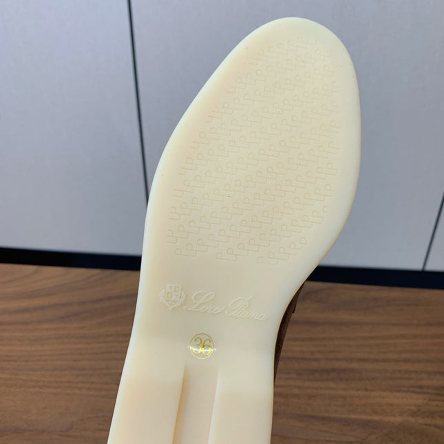 SUMMER WALK LOAFERS BROWN SUEDE SILVER PADLOCK CHARM