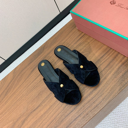 FLAT SLIPPERS IN BLACK SUDUE