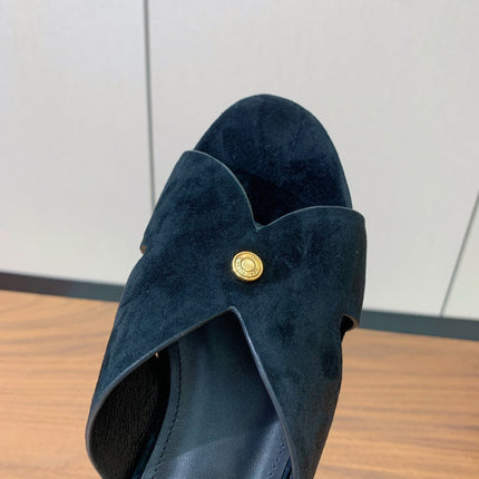 FLAT SLIPPERS IN BLACK SUDUE