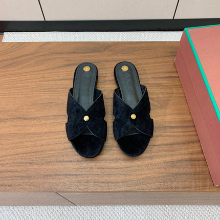 FLAT SLIPPERS IN BLACK SUDUE