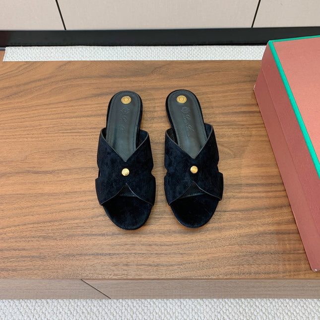 FLAT SLIPPERS IN BLACK SUDUE