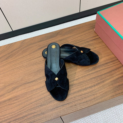 FLAT SLIPPERS IN BLACK SUDUE