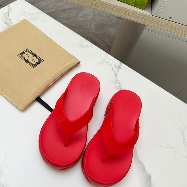 THONG PLATFORM IN RUBY RED IMPORTED TPU
