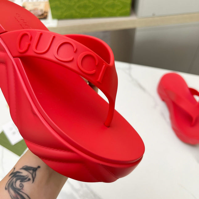 THONG PLATFORM IN RUBY RED IMPORTED TPU