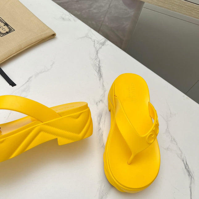 THONG PLATFORM IN BRIGHT YELLOW IMPORTED TPU