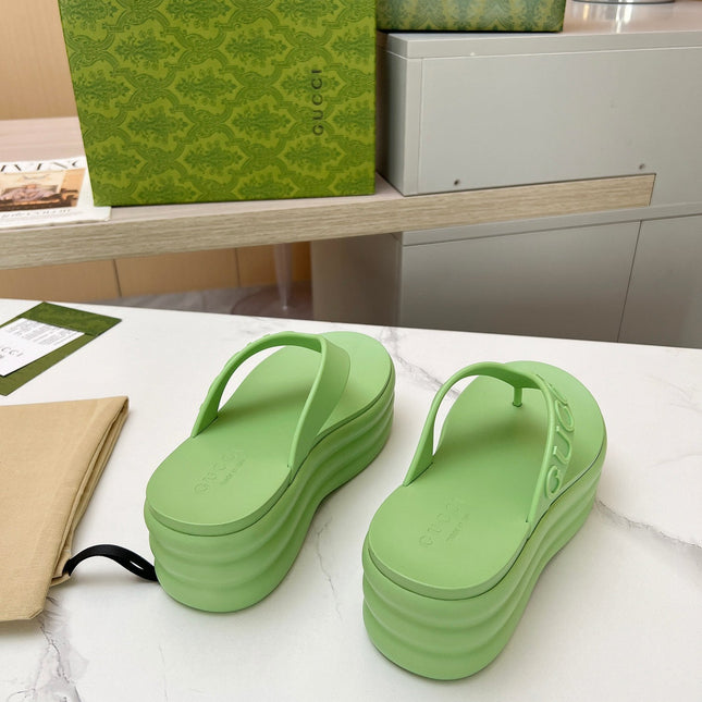 THONG PLATFORM 5 CM IN PISCHIATO GREEN IMPORTED TPU